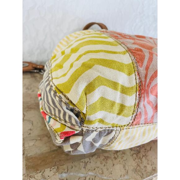 FOSSIL Multicolored patchwork fabric/Leather suede shoulder bag/crossbody - Picture 6 of 13